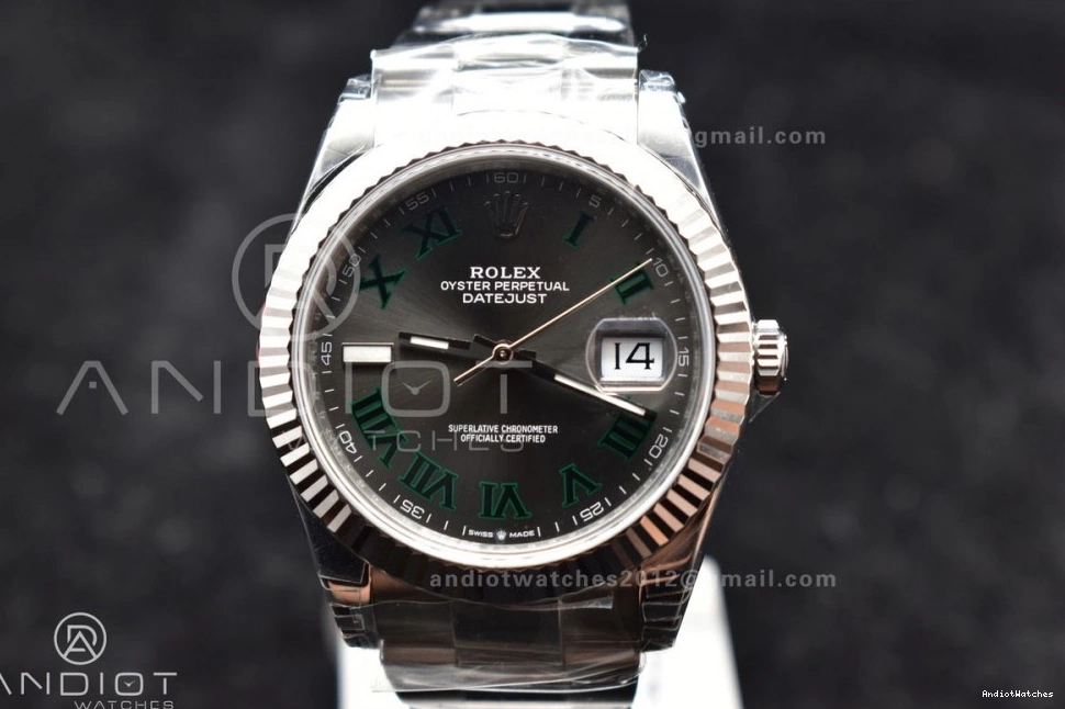 Oyster 904L Green Edition Bracelet 41 HighPerformance 590 Roman Gray DateJust on 126330 Best 1:1 VS SS Dial VSF 1023